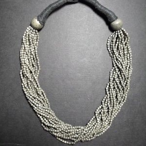 SILVER BEADED THEN TWISTED CHOKER